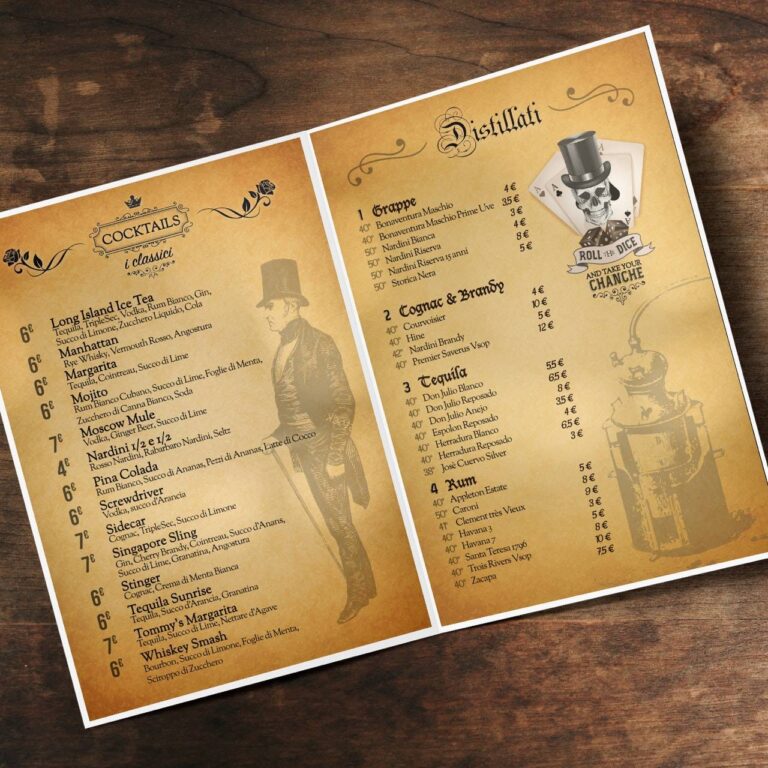 Astor Belluno - grafica del menu cocktail bar | GIAMP