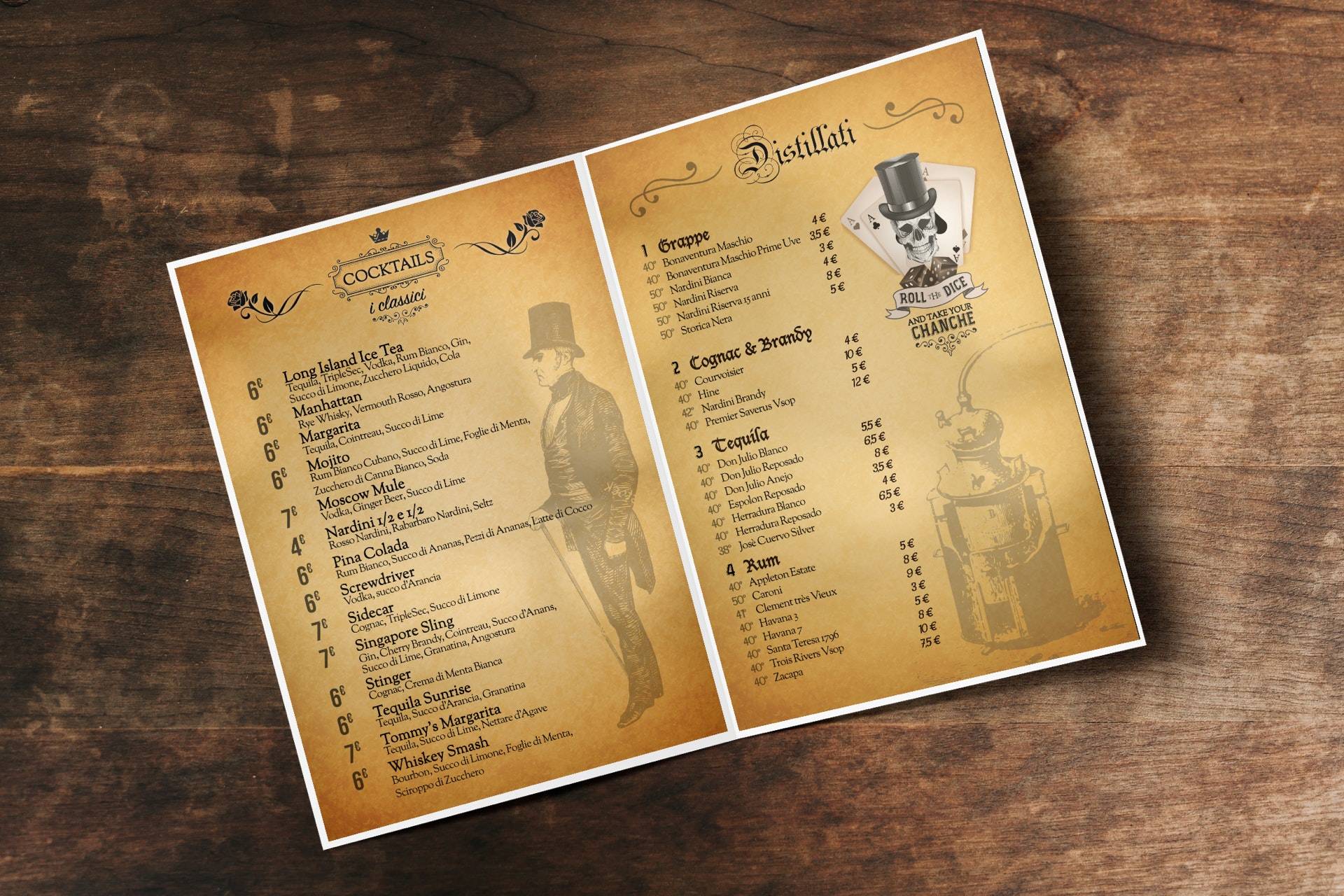 Astor Belluno - grafica del menu cocktail bar | GIAMP