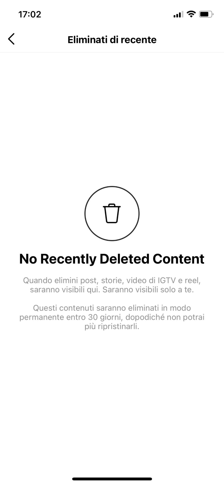 post eliminati di recente instagram